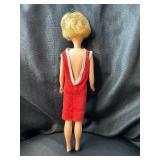 VINTAGE MARY MAKEUP BLONDE DOLL WITH RED DRESS