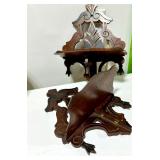 Pair of Antique Folding Walnut Wall Shelves
