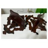 Pair of Antique Folding Walnut Wall Shelves