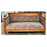 Antique Wood Framed Upholstered Sofa