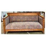 Antique Wood Framed Upholstered Sofa
