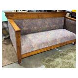 Antique Wood Framed Upholstered Sofa