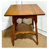 Antique Victorian Wooden Parlor Table with Bottom Shelf