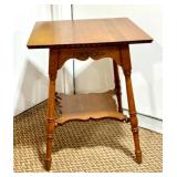 Antique Victorian Wooden Parlor Table with Bottom Shelf