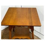 Antique Victorian Wooden Parlor Table with Bottom Shelf