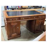 Antique Carved Twin Pedestal Desk