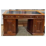Antique Carved Twin Pedestal Desk