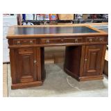 Antique Carved Twin Pedestal Desk