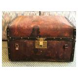 Vintage Hinged Leather Trunk
