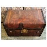 Vintage Hinged Leather Trunk