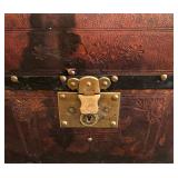 Vintage Hinged Leather Trunk
