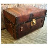 Vintage Hinged Leather Trunk