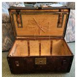 Vintage Hinged Leather Trunk