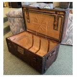 Vintage Hinged Leather Trunk