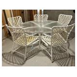 Brown Jordan Circular Glass Top Patio Table with Five Chairs