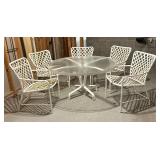 Brown Jordan Circular Glass Top Patio Table with Five Chairs