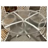 Brown Jordan Circular Glass Top Patio Table with Five Chairs
