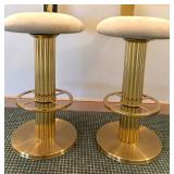 Designs For Leisure Brass and Boucle Barstools, Pair