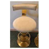 Designs For Leisure Brass and Boucle Barstools, Pair
