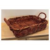 Large Vintage Wooden Decorative Tray with Baskets
