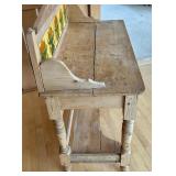 Beautiful Vintage Pine Wash Stand / Console Table Tile Back