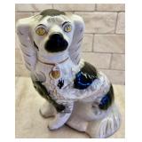 Antique Black and White Staffordshire Spaniel