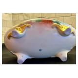 Beautiful Vintage Hand Painted Footed Footed Bowl