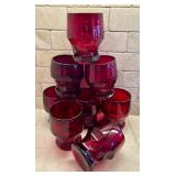Eight Vintage Cambridge Georgian Ruby Flat Tumblers