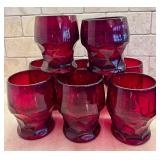 Eight Vintage Cambridge Georgian Ruby Flat Tumblers