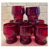 Eight Vintage Cambridge Georgian Ruby Flat Tumblers
