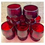 Eight Vintage Cambridge Georgian Ruby Flat Tumblers