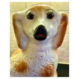 Vintage Staffordshire Pottery Spaniel Figurine with Glass Eyes