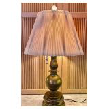 Original 60s Rembrandt Masterpiece Brass Table Lamp with Original Pleated Shade