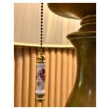 Original 60s Rembrandt Masterpiece Brass Table Lamp with Original Pleated Shade
