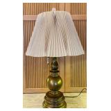 Original 60s Rembrandt Masterpiece Brass Table Lamp with Original Pleated Shade