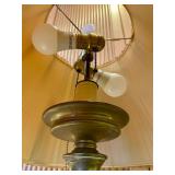 Original 60s Rembrandt Masterpiece Brass Table Lamp with Original Pleated Shade