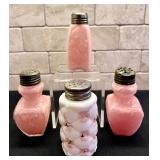 Assorted Antique Pink Glass Salt and Pepper Shakers