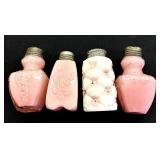 Assorted Antique Pink Glass Salt and Pepper Shakers