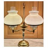 Vintage Double Globe Milk Glass Student Lamp