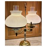 Vintage Double Globe Milk Glass Student Lamp