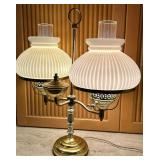 Vintage Double Globe Milk Glass Student Lamp