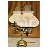 Vintage Double Globe Milk Glass Student Lamp