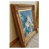 Original Framed Oil on Canvas “The Knitting Lesson" after the Famous Emile Munier