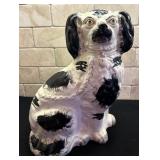 Vintage Hand Painted Black and White English Staffordshire Spaniel Dog Figurine