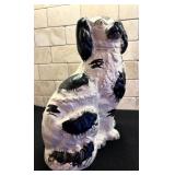 Vintage Hand Painted Black and White English Staffordshire Spaniel Dog Figurine