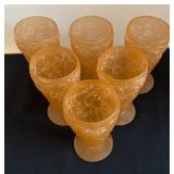 Set of Six Vintage Embossed Fruit Motif Footed Tumblers