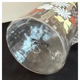 Antique Crimped Edge Hand Painted Glass Pitcher