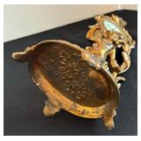 Vintage Small New Haven Figural Brass Clock with Cherub