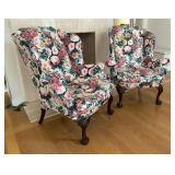 Pair of Fine Floral Upholstered Vintage Armchairs