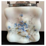 Antique Hand Painted Wavecrest Biscuit Jar